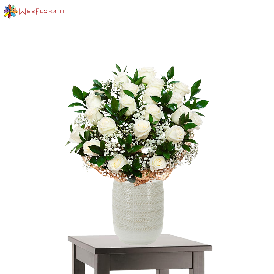 24 Rose Bianche da 70 cm