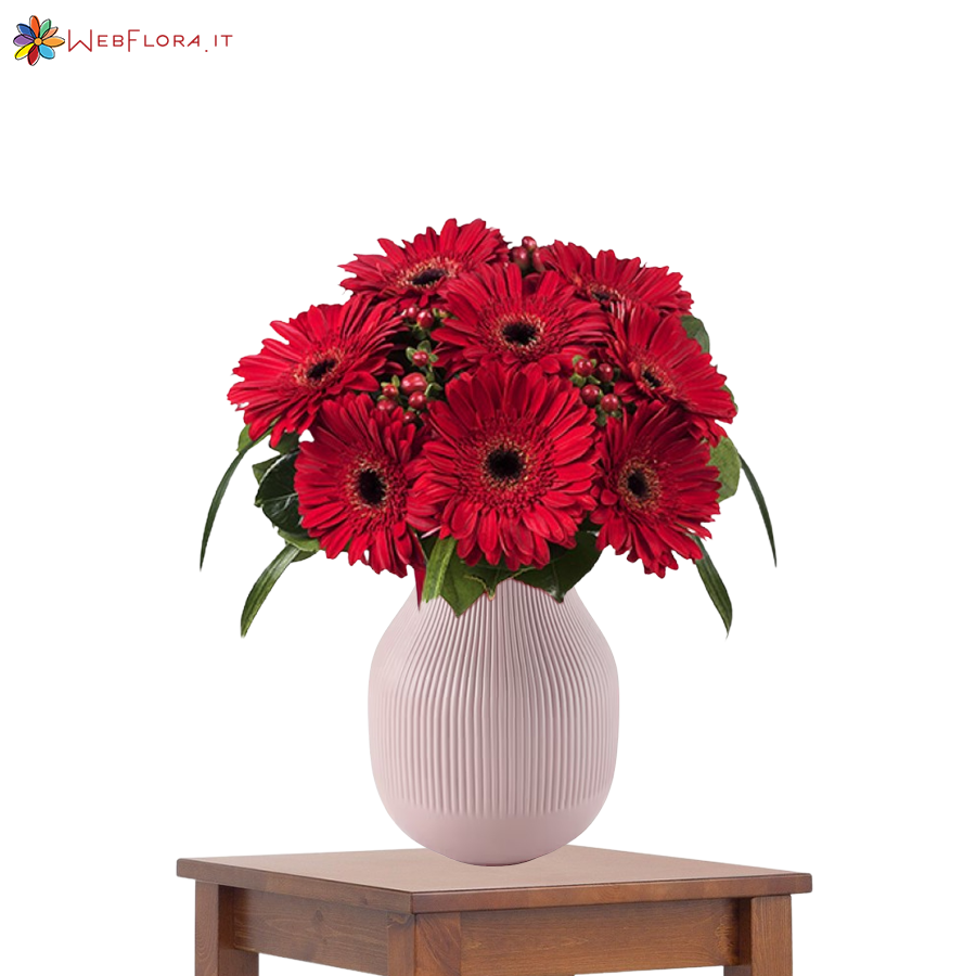 Bouquet Gerbere Rosse e Ipericum