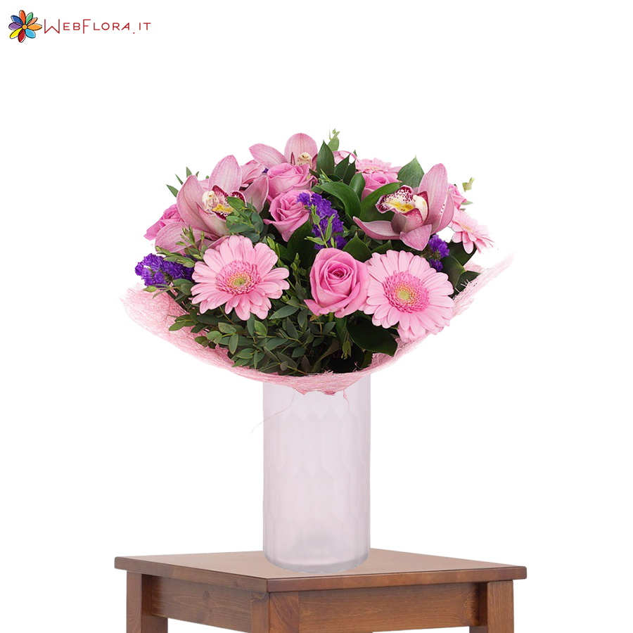 Bouquet Orchidee Rose e Gerbere rosa