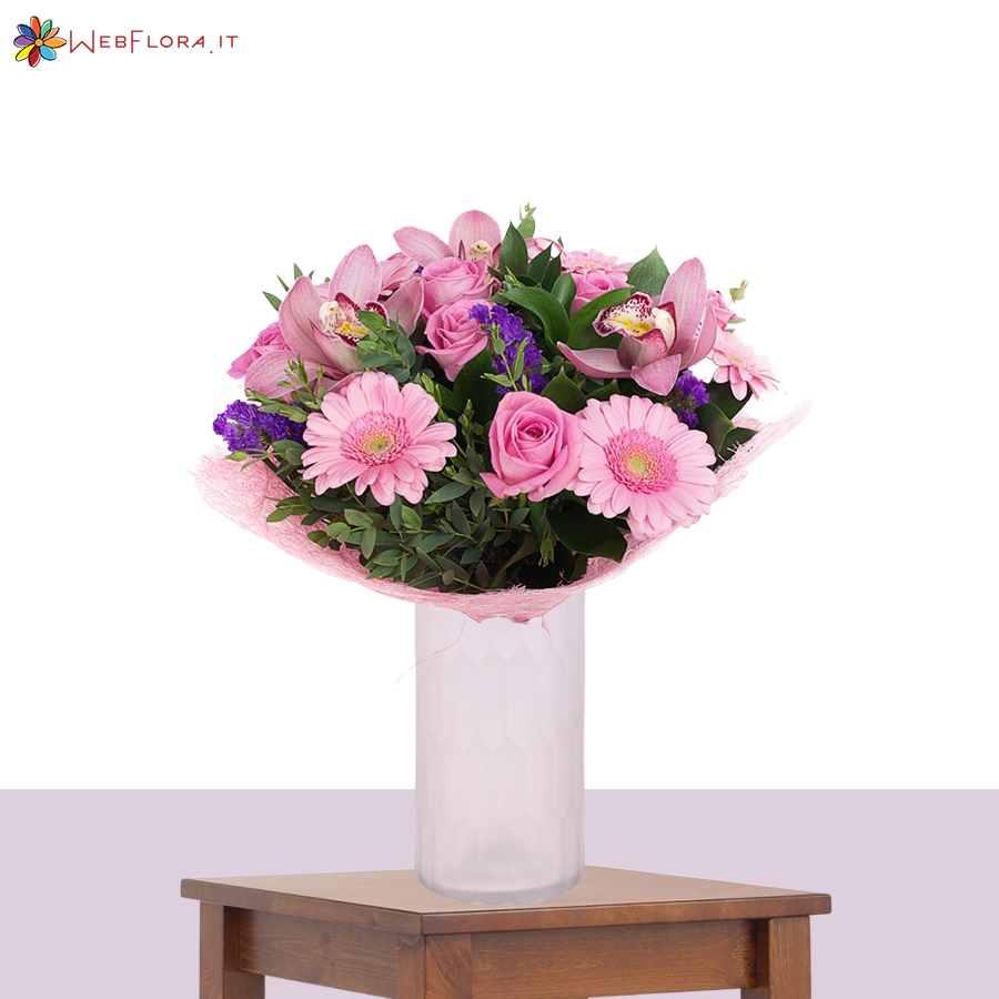Bouquet Orchidee Rose e Gerbere rosa