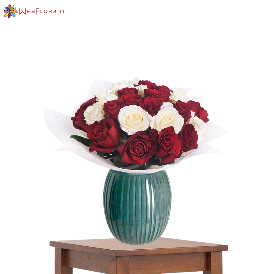 Bouquet Rose Rosse e Bianche