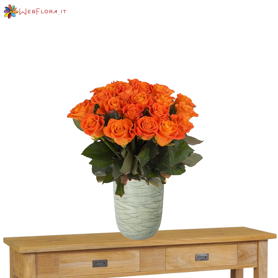 24 Rose Arancio da 50 cm