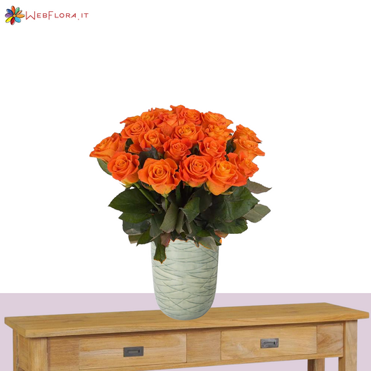 24 Rose Arancio da 50 cm