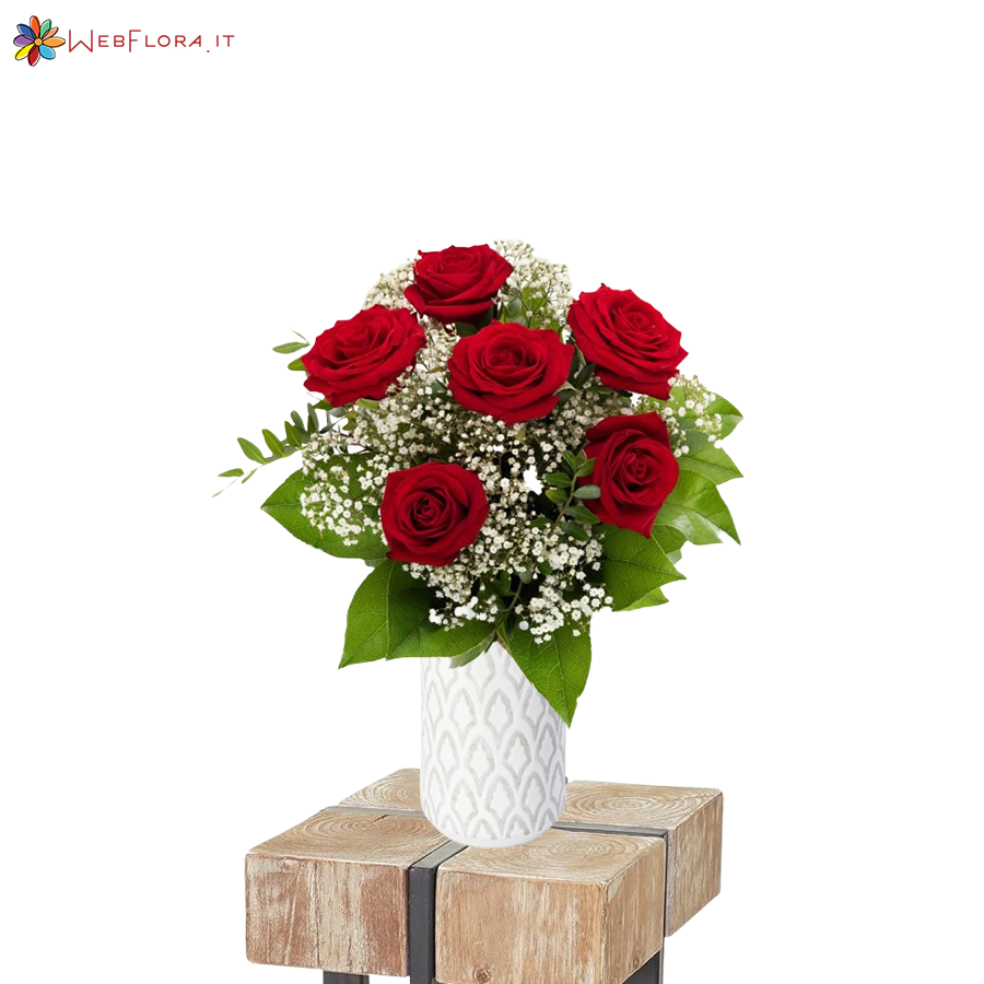Bouquet Rose Rosse e Gypsophila