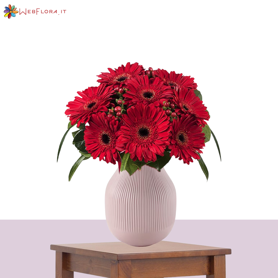 Bouquet Gerbere Rosse e Ipericum