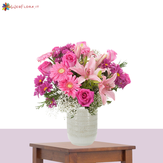 Bouquet Lilium Gerbere Rose Gypsophila