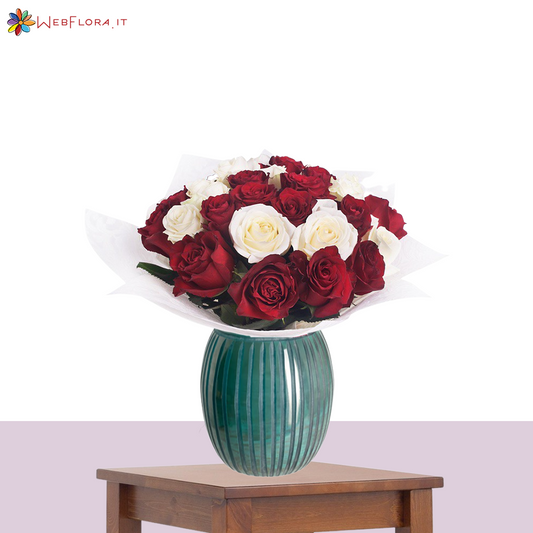 Bouquet Rose Rosse e Bianche