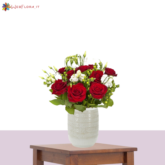 Bouquet Rose Rosse e Lisianthus